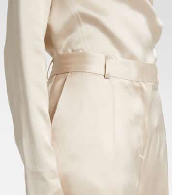 Pantaloni regular in raso a vita alta | Toteme