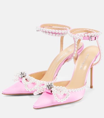 Pumps Double Bow 110 aus Satin mit Kristallen | Mach & Mach