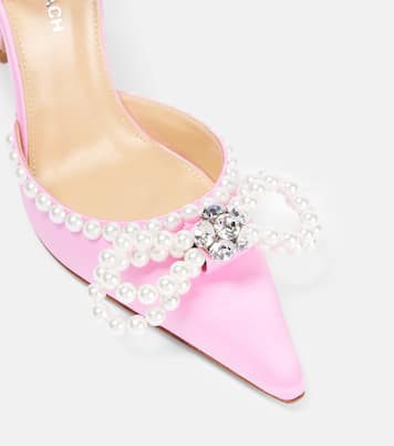 Pumps Double Bow 110 aus Satin mit Kristallen | Mach & Mach