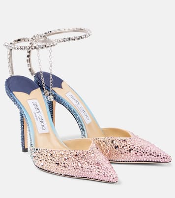 Pumps Saeda 100 in raso con cristalli | Jimmy Choo