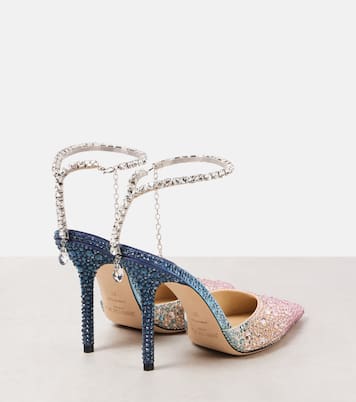 Pumps Saeda 100 in raso con cristalli | Jimmy Choo