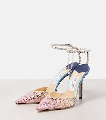 Pumps Saeda 100 in raso con cristalli | Jimmy Choo