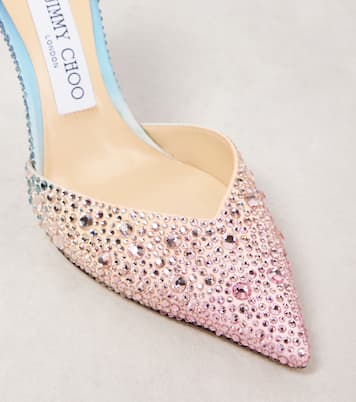 Pumps Saeda 100 in raso con cristalli | Jimmy Choo