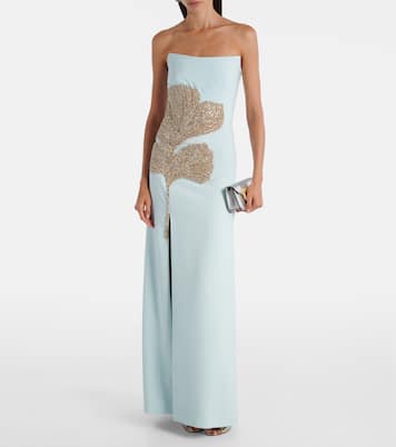 Faranna crystal-embellished crêpe gown | Costarellos