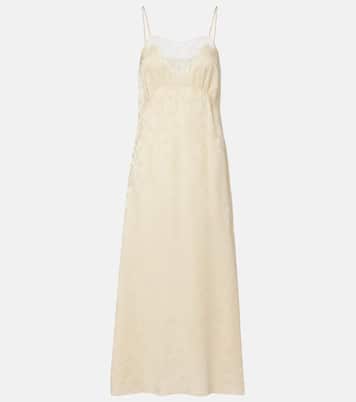 Jacquard lace-trimmed silk midi dress | Chloé