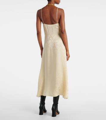 Jacquard lace-trimmed silk midi dress | Chloé