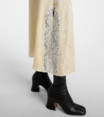 Jacquard lace-trimmed silk midi dress | Chloé