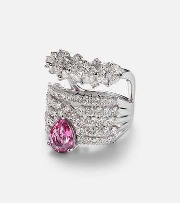 Reign Supreme 18kt white gold ring with diamonds and sapphire | Yeprem