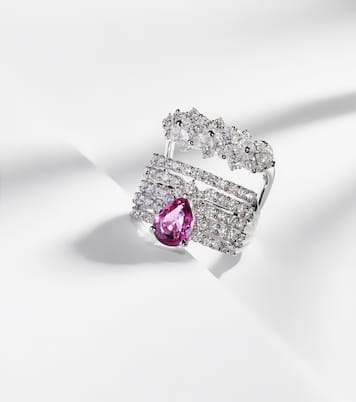 Reign Supreme 18kt white gold ring with diamonds and sapphire | Yeprem