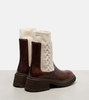 Tamia cable-knit leather ankle boots | Jimmy Choo