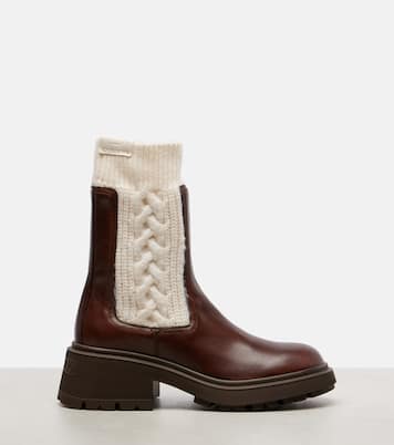 Tamia cable-knit leather ankle boots | Jimmy Choo