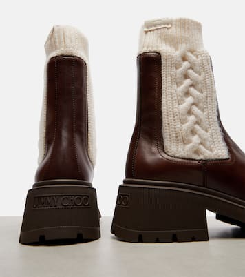 Tamia cable-knit leather ankle boots | Jimmy Choo