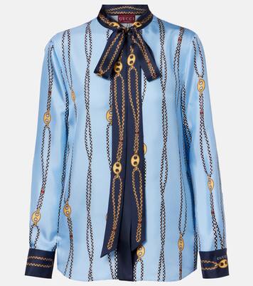 Camisa de sarga de seda estampada | Gucci