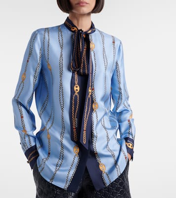 Camisa de sarga de seda estampada | Gucci