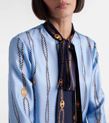 Camisa de sarga de seda estampada | Gucci