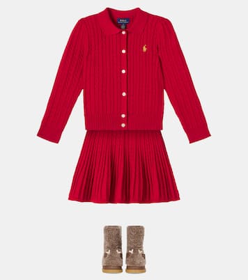 Cable-knit cotton cardigan and skirt set | Polo Ralph Lauren Kids