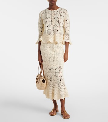 Crochet cotton midi skirt | Zimmermann