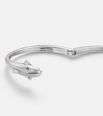 Requin 9kt white gold bangle with diamonds | Yvonne Léon