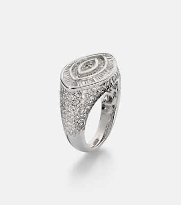 Anello da mignolo in oro bianco 18kt (750/1000) con diamanti | Shay Jewelry