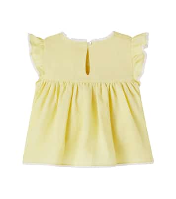 Besticktes Top aus Ramie mit Spitze | C'era Una Volta