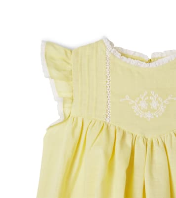 Besticktes Top aus Ramie mit Spitze | C'era Una Volta