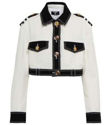 Embossed denim cropped jacket | Balmain