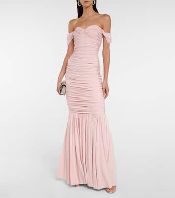Diana ruched off-shoulder maxi dress | Norma Kamali