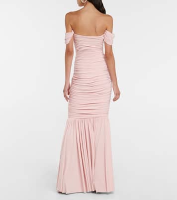 Diana ruched off-shoulder maxi dress | Norma Kamali