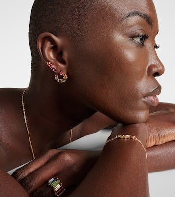 Boucles d’oreilles en or rose 14 ct avec pierres précieuses et diamants | Suzanne Kalan