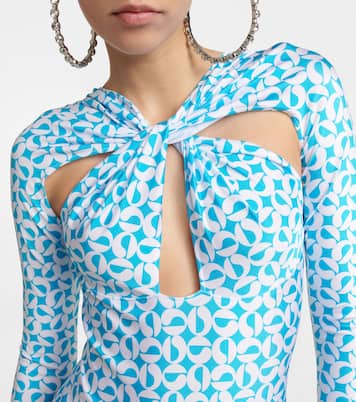 Twisted printed cutout jersey top | Coperni