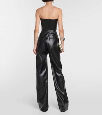 Strapless faux-leather jumpsuit | Alex Perry