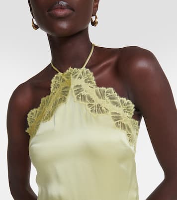 Lace-trimmed satin midi dress | Stella McCartney