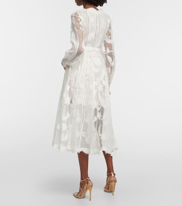 Belted cotton-blend lace midi dress | Oscar de la Renta