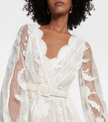 Belted cotton-blend lace midi dress | Oscar de la Renta