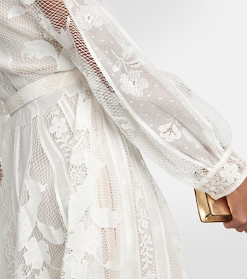 Belted cotton-blend lace midi dress | Oscar de la Renta