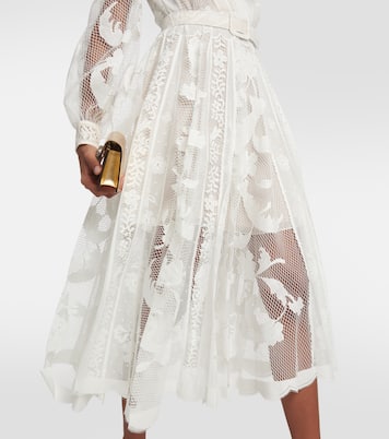 Belted cotton-blend lace midi dress | Oscar de la Renta