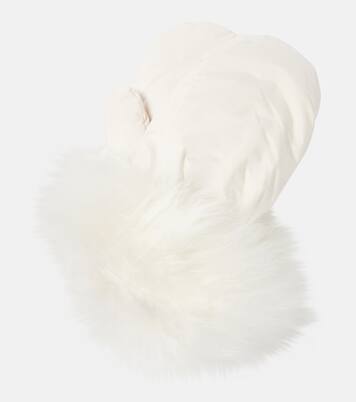 【Yves Salomon】ダウン shearling-trimmed mittens Down shearling-trimmed mittens in white - Yves Salomon