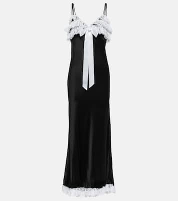 Vestido largo de seda con encaje | Rodarte