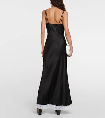 Vestido largo de seda con encaje | Rodarte