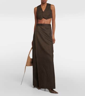 Tattoo pinstripe wool-blend maxi skirt | Jean Paul Gaultier