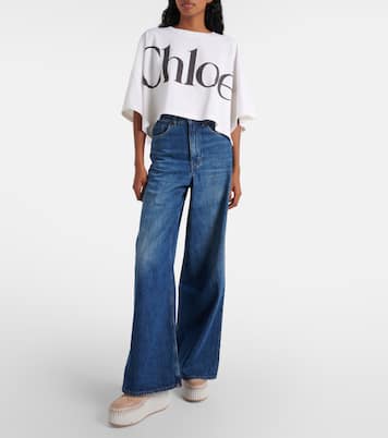 Nama 80 suede and leather wedge sneakers | Chloé