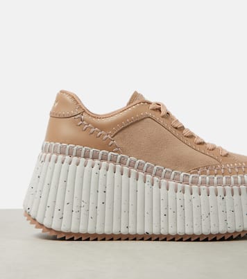 Nama 80 suede and leather wedge sneakers | Chloé
