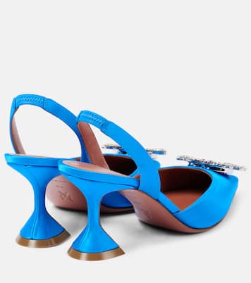 Verzierte Slingback-Pumps Begum 70 aus Satin | Amina Muaddi