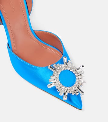 Verzierte Slingback-Pumps Begum 70 aus Satin | Amina Muaddi