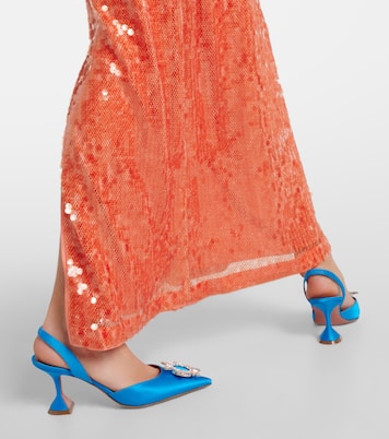 Verzierte Slingback-Pumps Begum 70 aus Satin | Amina Muaddi