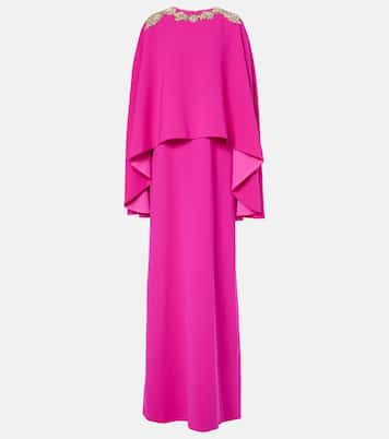 Elin embellished caped crêpe gown | Costarellos