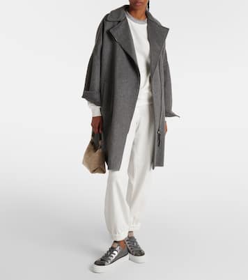 Sneakers in canvas con pelle e monili | Brunello Cucinelli