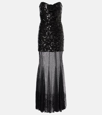 Abito lungo Diana con paillettes in mesh | Rebecca Vallance