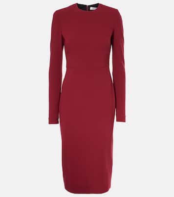 Vestido midi de crepé de mezcla de lana | Victoria Beckham