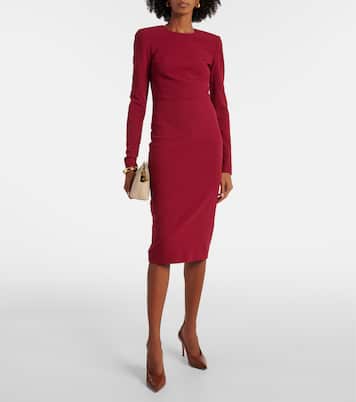 Vestido midi de crepé de mezcla de lana | Victoria Beckham